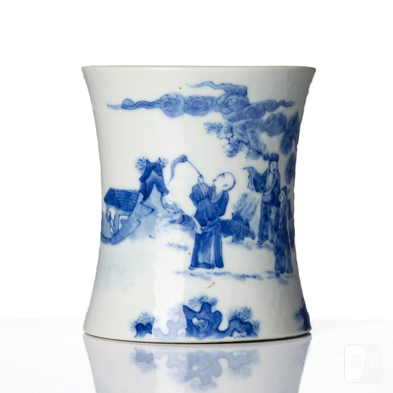 A blue and white brush-pot, - 图5